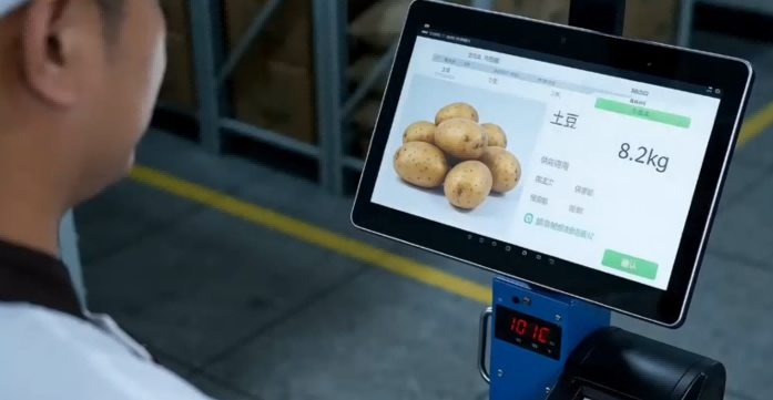 AI Smart Scale in Smart Canteen Solution AI-powered smart scale automatically identifying food type and weight for canteen management