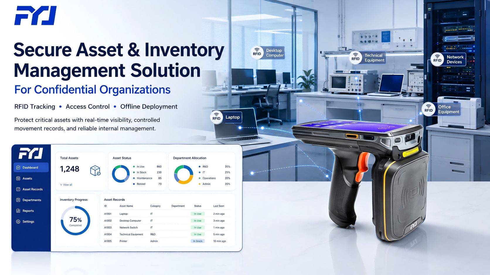 Secure Asset Management Solution with RFID Technology Secure asset management solution using RFID PDA, asset tracking software and RFID technology